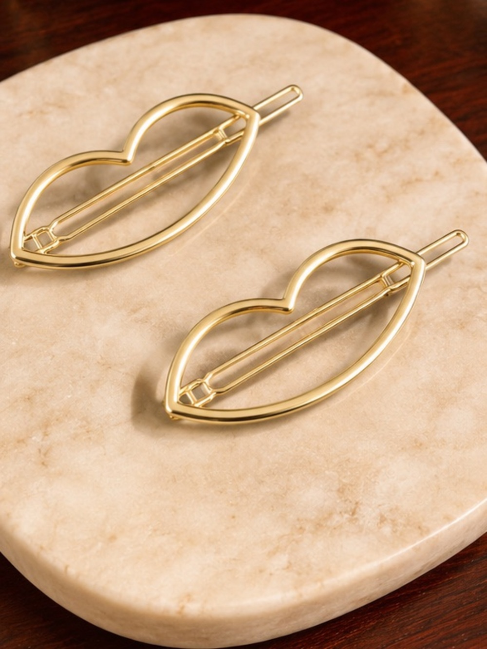 Silver Lip Hair Clips Set of 2 | Y2K Glam Statement Barrettes